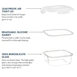 Borosil 800ml Square Storage Container with Air Tight Lid image 5