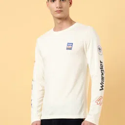 Wrangler Light Beige Regular Fit Printed Crew T-Shirt image 3