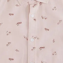 Pantaloons Junior Peach Cotton Printed Shirt image 3