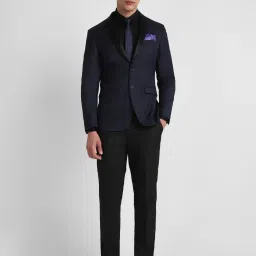 Allen Solly Navy Slim Fit Printed Two Piece Suit image 3