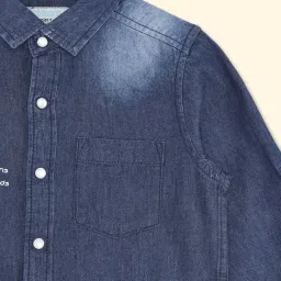 Pantaloons Junior Blue Cotton Embroidered Full Sleeves Shirt image 3