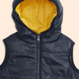 Pantaloons Junior Navy & Yellow Quilted Jacket image 3