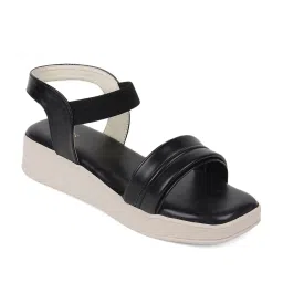 Iconics Women's Black Ankle Strap Wedges image 3