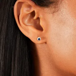 Accessorize London 925 Sterling Silver Navy Blue Stud Earrings image 1