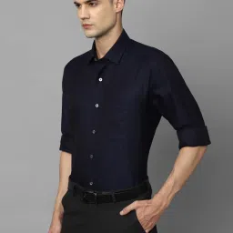 Louis Philippe Navy Cotton Regular Fit Striped Shirt image 3