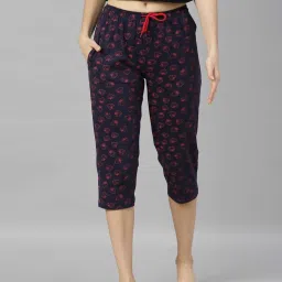 Kryptic Navy Elasticated Waist Band Relaxed Fit Printed Cotton Capris - Pack of 2 image 3