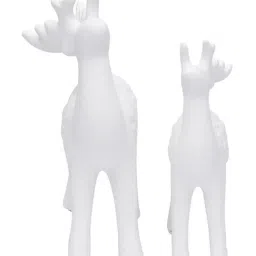 Tayhaa White Ceramic Christmas Themed Deer - Set of 2 image 2