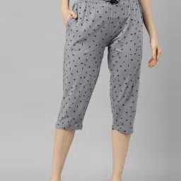 Kryptic Maroon & Grey Elasticated Waist Band Relaxed Fit Printed Cotton Capris - Pack of 2 image 3