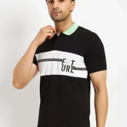 Camla Black Regular Fit Printed Polo T-Shirt-image-11