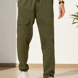 STUDIO NEXX Men Loose Fit Cotton Cargos Trousers-picture-36