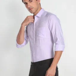 Arrow Purple Cotton Regular Fit Self Pattern Shirt image 3