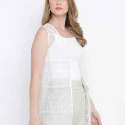 Oxolloxo White Self Design Shrug image 3