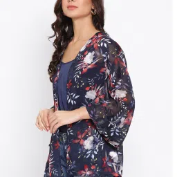 Oxolloxo Navy Floral Print Shrug With Cami image 3