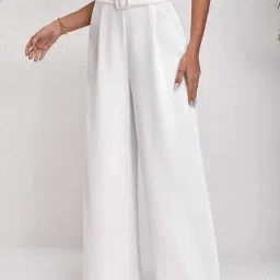 Kotty White Regular Fit High Rise Trousers image 3