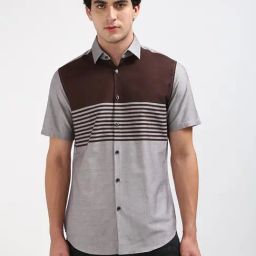 Calvin Klein Jeans Grey Cotton Slim Fit Striped Shirt-picture-15