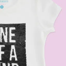 Pantaloons Junior Off-White Cotton Embellished T-Shirt image 3