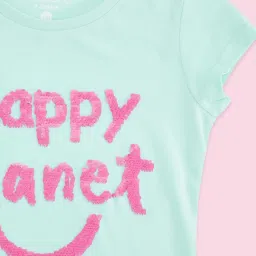 Pantaloons Junior Mint Green Cotton Embellished T-Shirt image 3