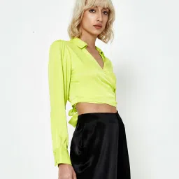 Cover Story Lime Yellow Crop Top image 3