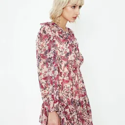 Cover Story Beige Printed Skater Dress image 3