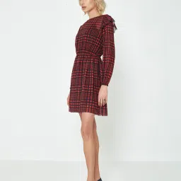 Cover Story Red & Black Check Skater Dress image 3