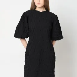 Vero Moda Black Textured A Line Dress image 1