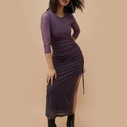 Ginger by Lifestyle Purple Self Pattern Bodycon Dress image 1