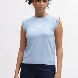 Iconic Sky Blue Cotton Graphic Print T-Shirt-picture-12