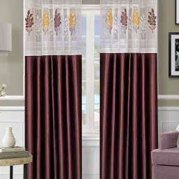 Romee Brown Polyester Floral Curtains and Sheers image 1
