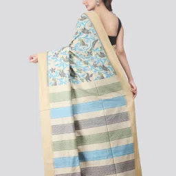 Pinkloom Beige Textured Saree With Blouse image 2