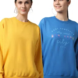 Vimal Jonney Yellow & Blue Printed Fleece Pullover - Pack of 2 image 1