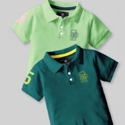 Codez Boys Green & Teal Solid Polo T-shirt image 1