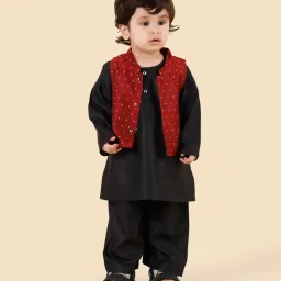 Fabindia Black Viscose Blend 3Pc Kurta Set image 1