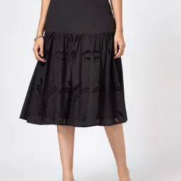 Honey by Pantaloons Black Self Pattern A-Line Skirt image 1