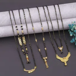 Bhanu diam Gold-Plated Brass Mangalsutra-picture-23