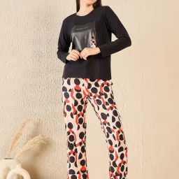 Sweet Dreams Black Cotton Solid Pyjama Set image 1