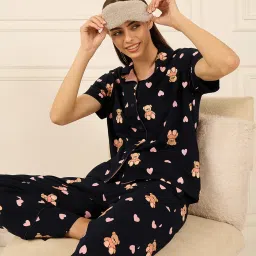 Sweet Dreams Navy Graphic Regular Fit T-Shirt & Pyjama Set image 1