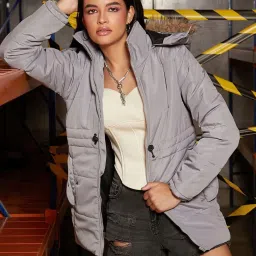 Campus Sutra Grey Regular Fit Jacket image 1