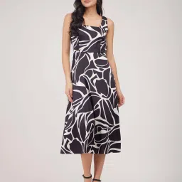 Fablestreet Black Printed A-Line Dress image 1