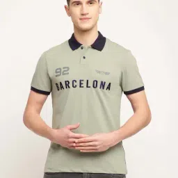 Camla Green Cotton Regular Fit Embroidered Polo T-Shirt-image-19