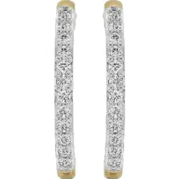 Emori 14k Yellow Gold & Diamond Semi Round Hoops Hoop Earrings-picture-12