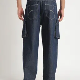 BENE KLEED Navy Cotton Loose fit Solid Cargo Jeans image 2