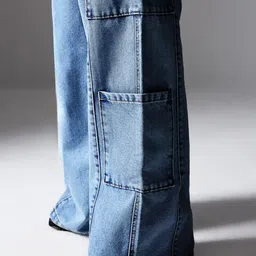 Miss Chase Women Wide Leg High-Rise Low Distress Light Fade Jeans image 3