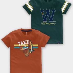 Codez Kids Rust & Teal Printed T-Shirt (Pack Of 2)-picture-47