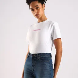 Calvin Klein Jeans White Cotton Slim Fit Logo Printed T-Shirt image 3