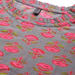 Vaamsi Grey Cotton Printed Straight Kurta image 4