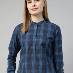 Hancock Navy Blue Cotton Checked Shirt-picture-36