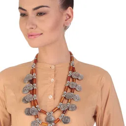 Bamboo Tree Jewels Orange Metal Necklace image 3