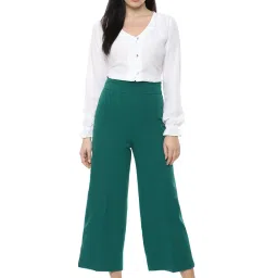 Van Heusen Green Flat Front Trousers image 4