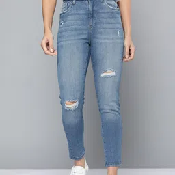 Mast & Harbour Women Blue Skinny Fit Mildly Distressed Light Fade Stretchable Jeans-picture-20