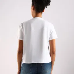 Calvin Klein Jeans White Cotton Slim Fit Logo Printed T-Shirt image 2